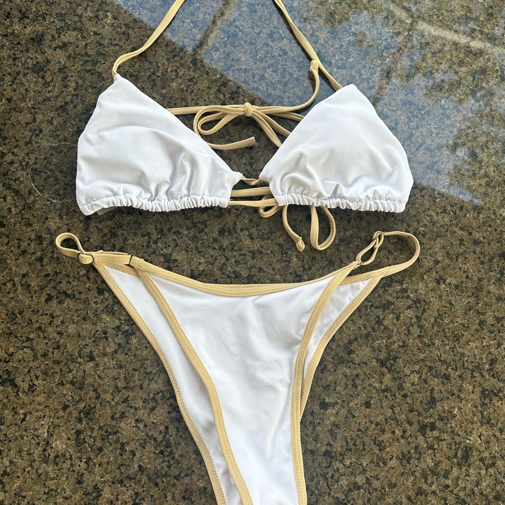 SHEIN Elegant White and Tan Bikini